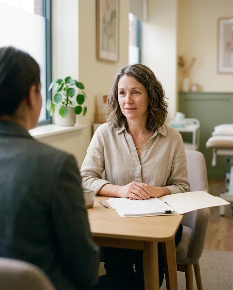 A dietitian in consultation with a client